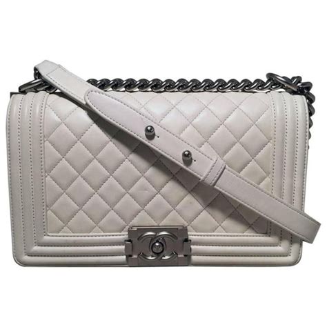 chanel boy bag off white|Chanel black boyfriend bag.